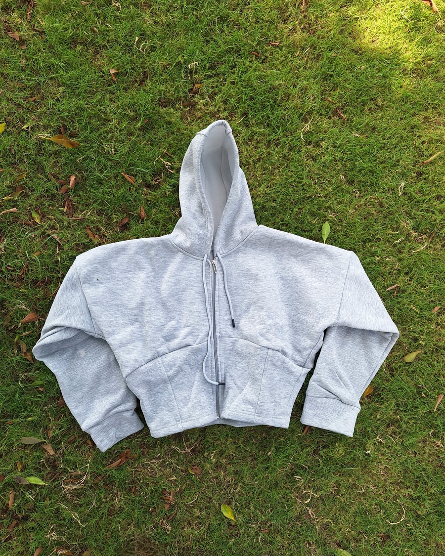 Fleece-Lined Corset Zip-Up Hoodie