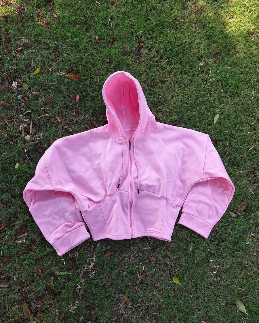 Fleece-Lined Corset Zip-Up Hoodie