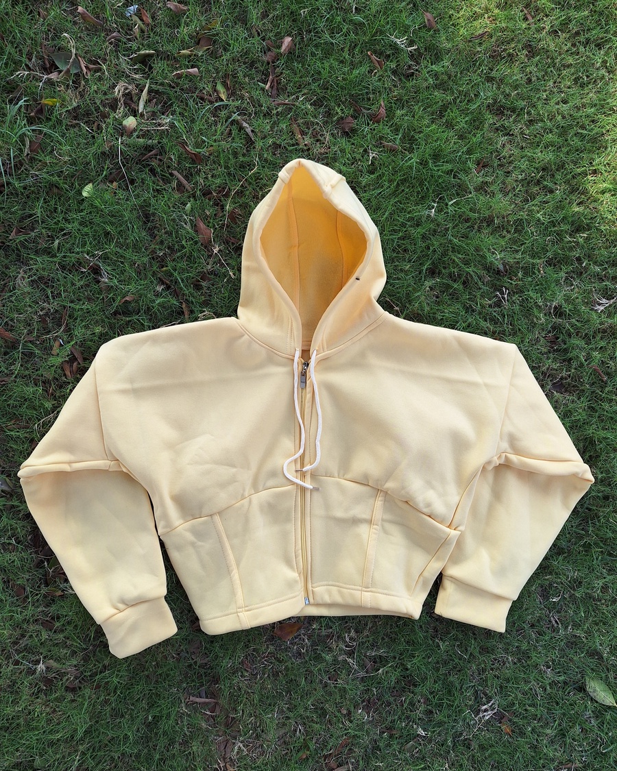 Fleece-Lined Corset Zip-Up Hoodie