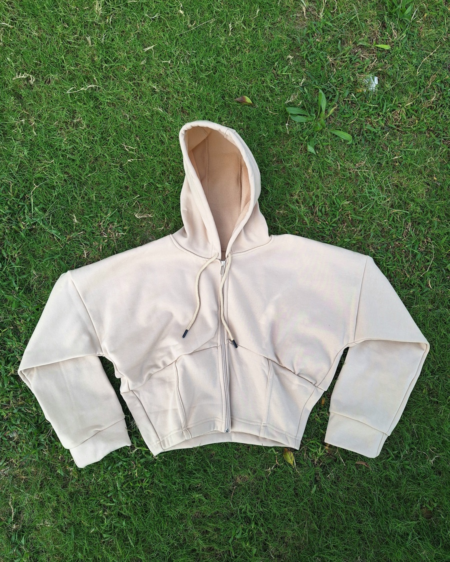 Fleece-Lined Corset Zip-Up Hoodie