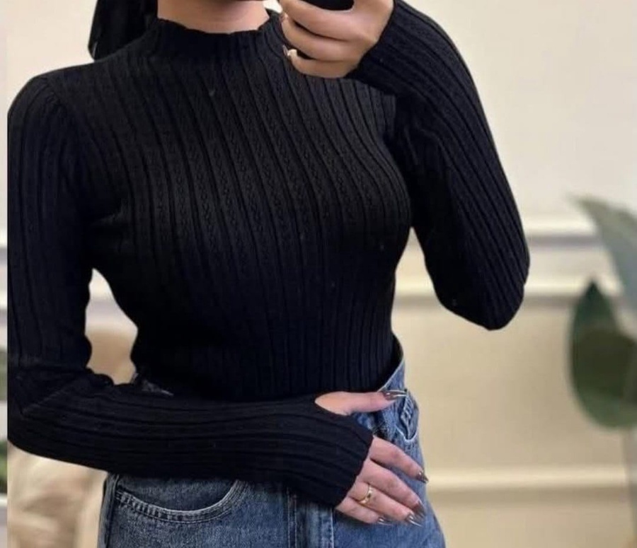 Cable Knit Mock Neck Basic Top