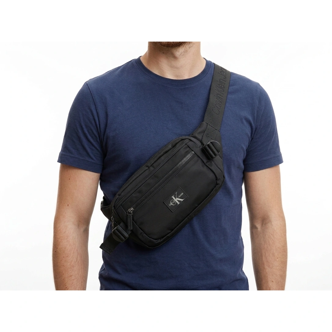 Calvin Klein Jeans Men's Black Multi-Zipper Waist Bag #0021
