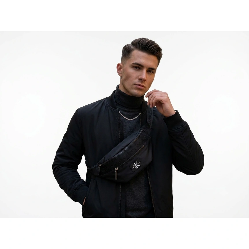 Calvin Klein Jeans Men's Black Nylon Logo Waist Bag #0020