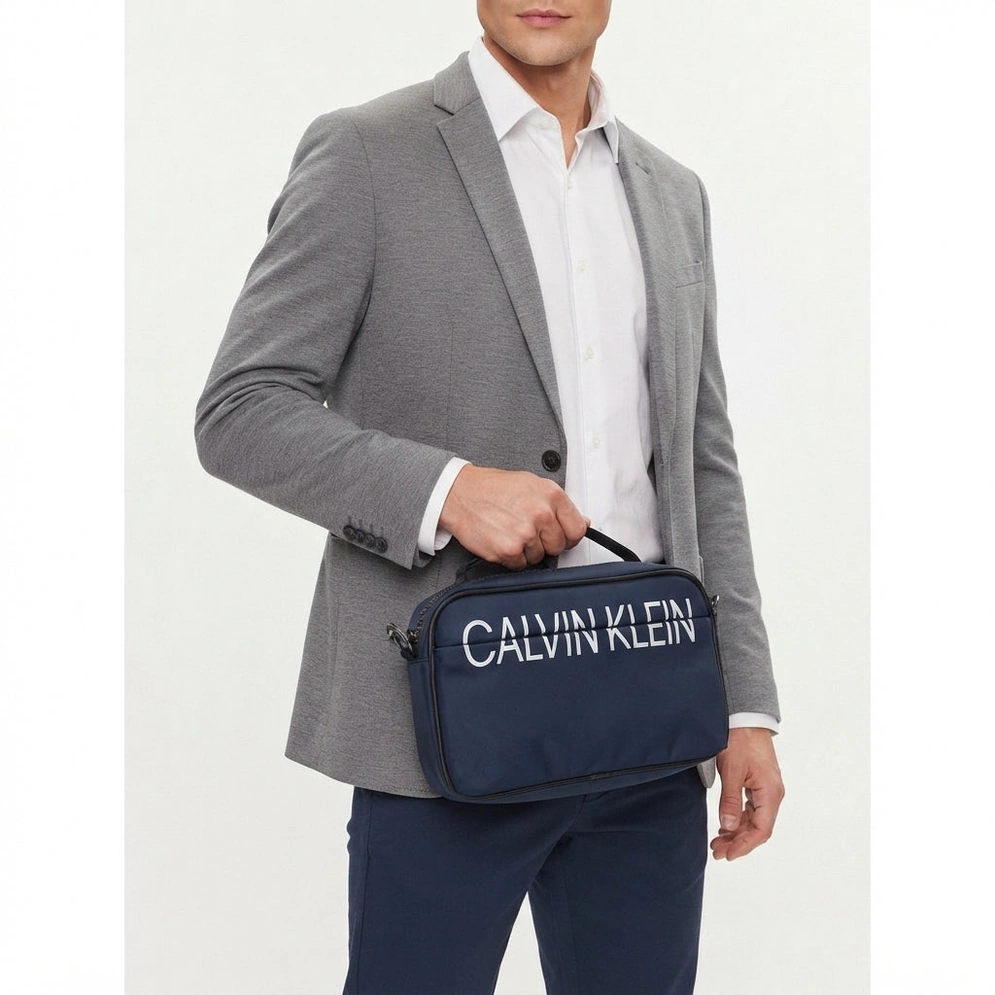 Calvin Klein Jeans Navy Blue Crossbody & Handbag with Top Handle and Front Logo #0030