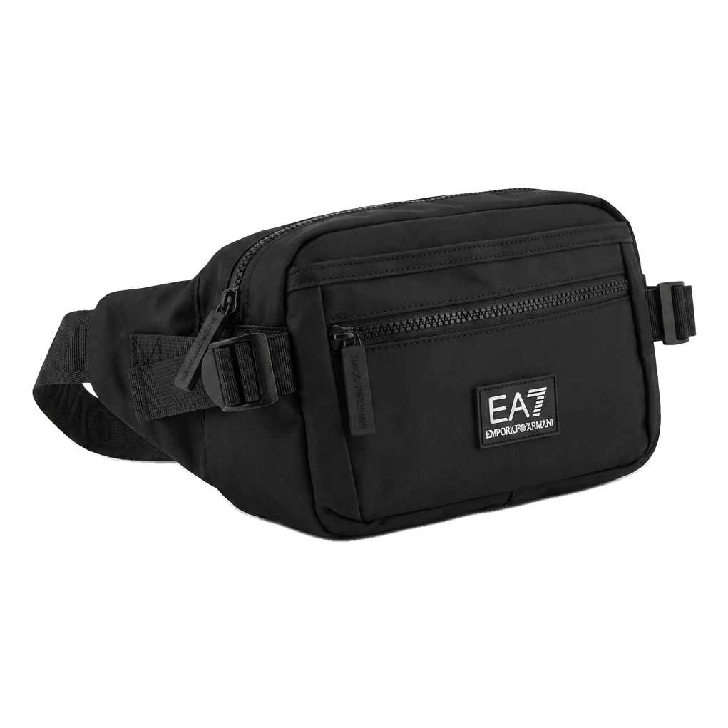 EA7 Emporio Armani Men's Black Quad Zipper Waist Bag #0008