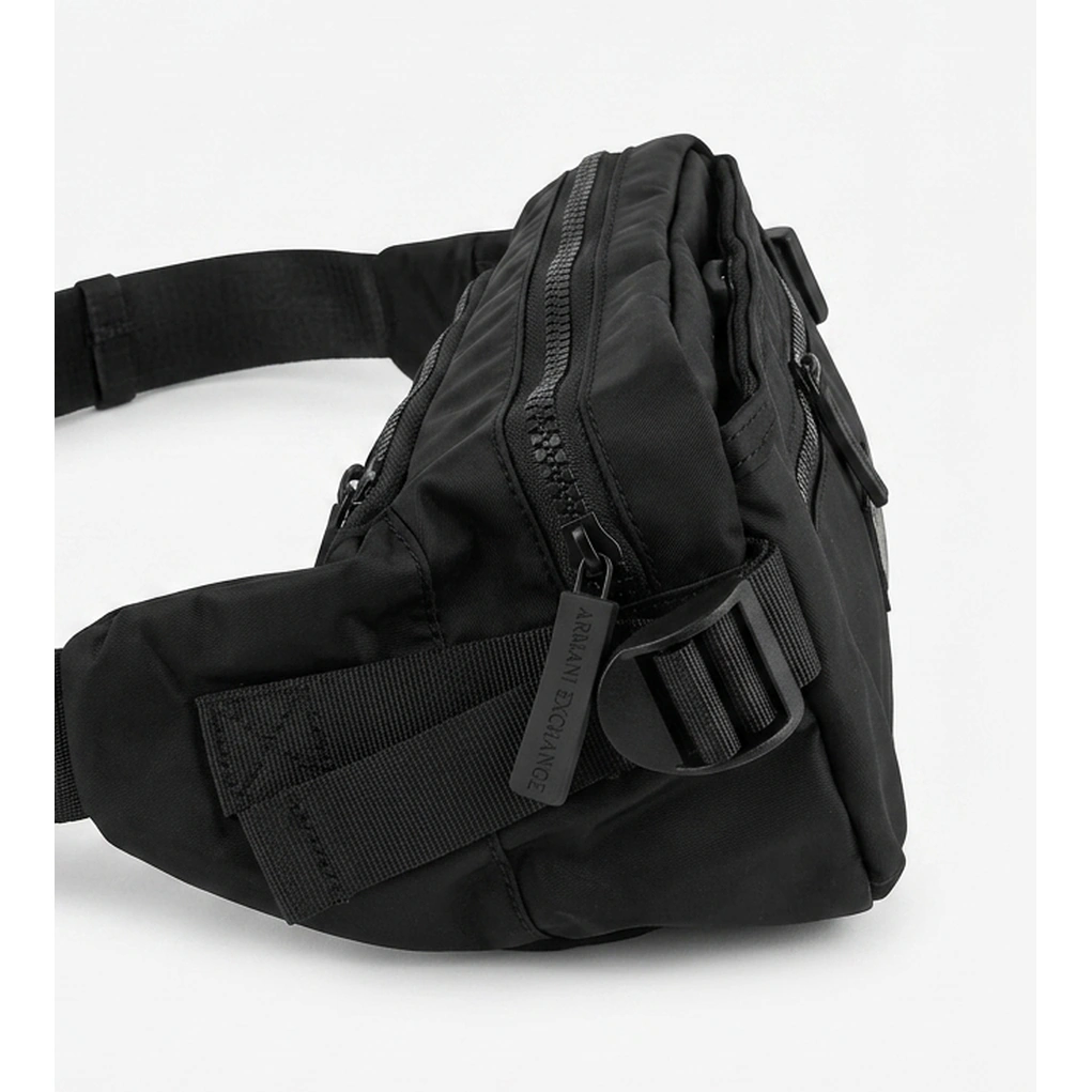 EA7 Emporio Armani Men's Black Quad Zipper Waist Bag #0008