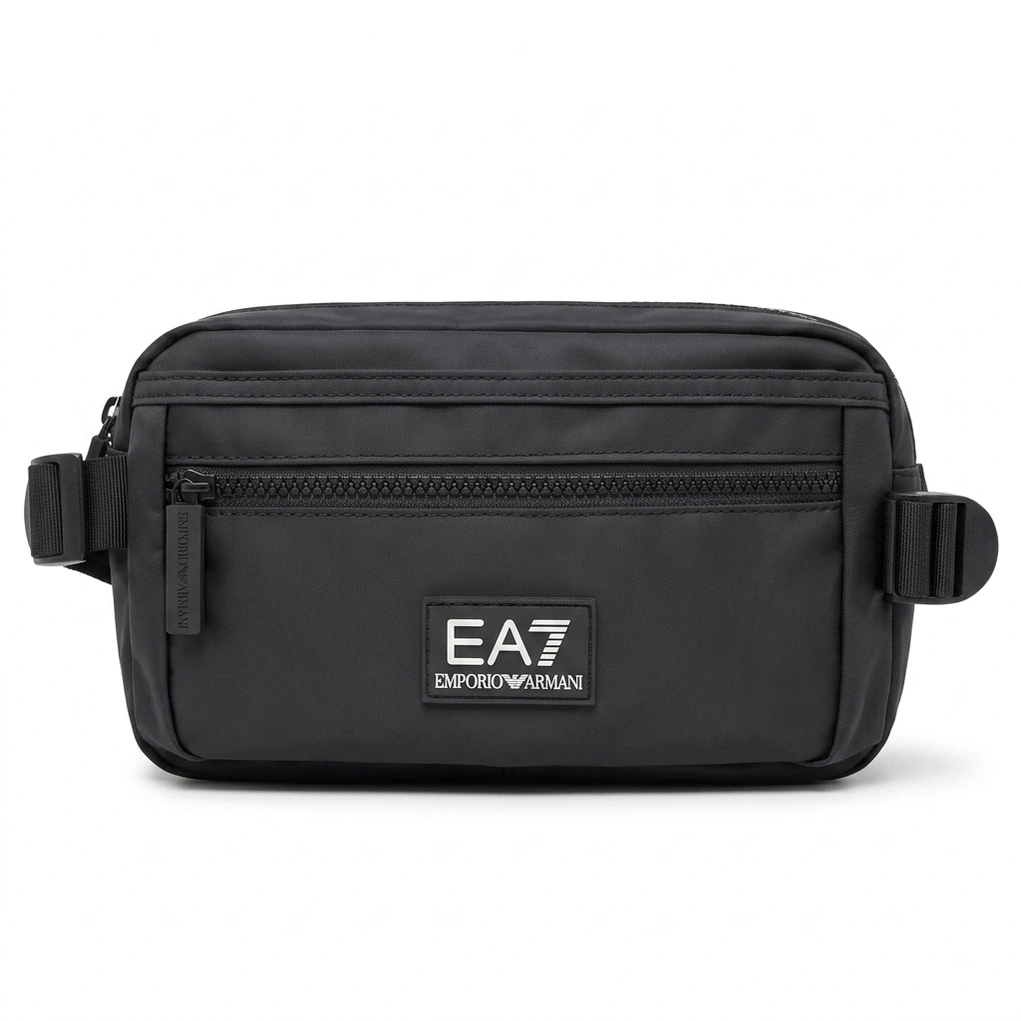 EA7 Emporio Armani Men's Black Quad Zipper Waist Bag #0008