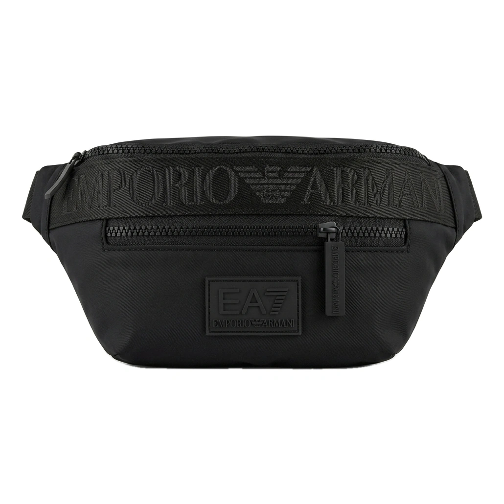 EA7 Emporio Armani Men's Black Technical Fabric Belt Bag #0006