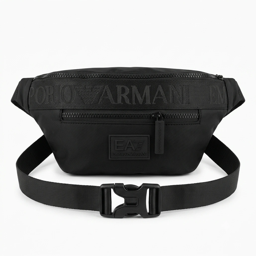 EA7 Emporio Armani Men's Black Technical Fabric Belt Bag #0006