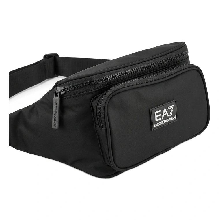 EA7 Emporio Armani Men's Black Triple Zipper Waist Bag #0007