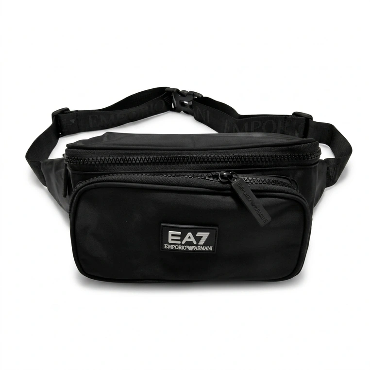 EA7 Emporio Armani Men's Black Triple Zipper Waist Bag #0007