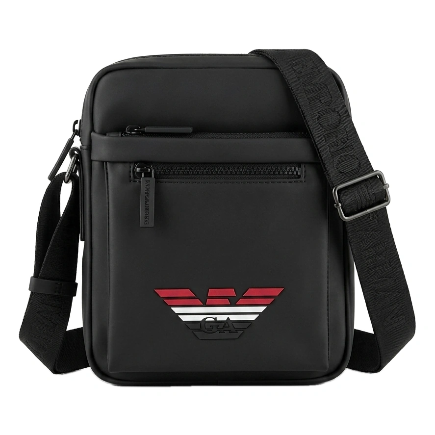 Emporio Armani Men's Tricolor Eagle Crossbody Bag - Black #0004
