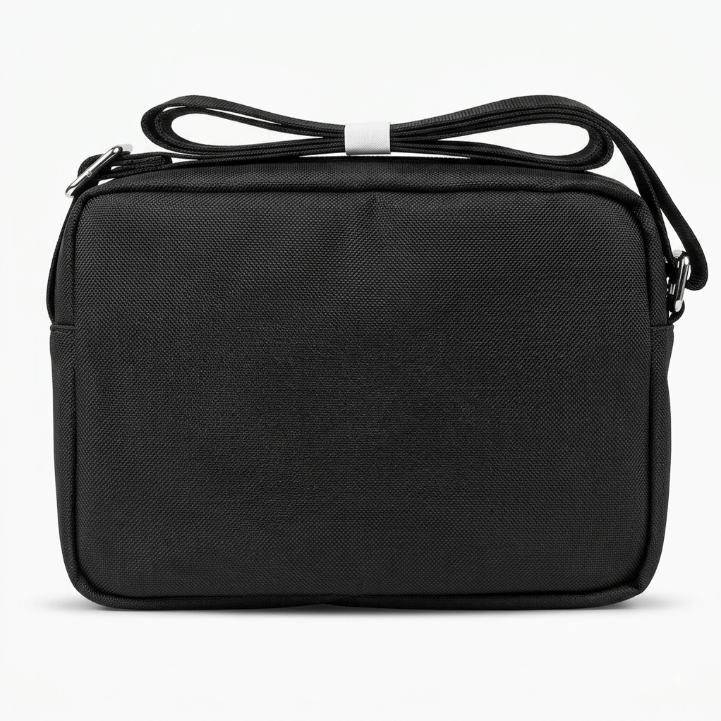 Lacoste Men's Black Flap Crossbody Messenger Bag with Branded Strap #0023