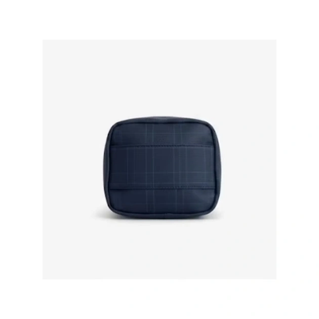 Lacoste Men's Matte Check Coated Canvas Toiletry Bag – Navy #0009