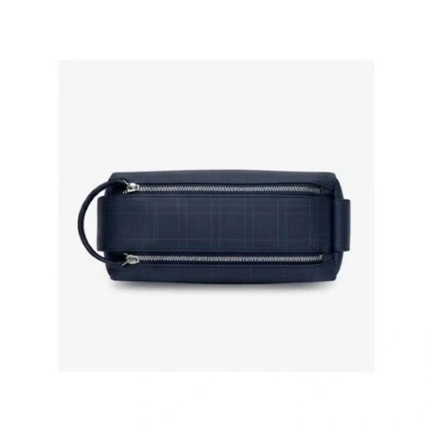 Lacoste Men's Matte Check Coated Canvas Toiletry Bag – Navy #0009