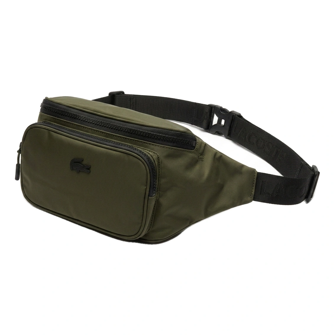 Lacoste Men's Olive-green Nylon Triple Zipper Waist Bag #0020