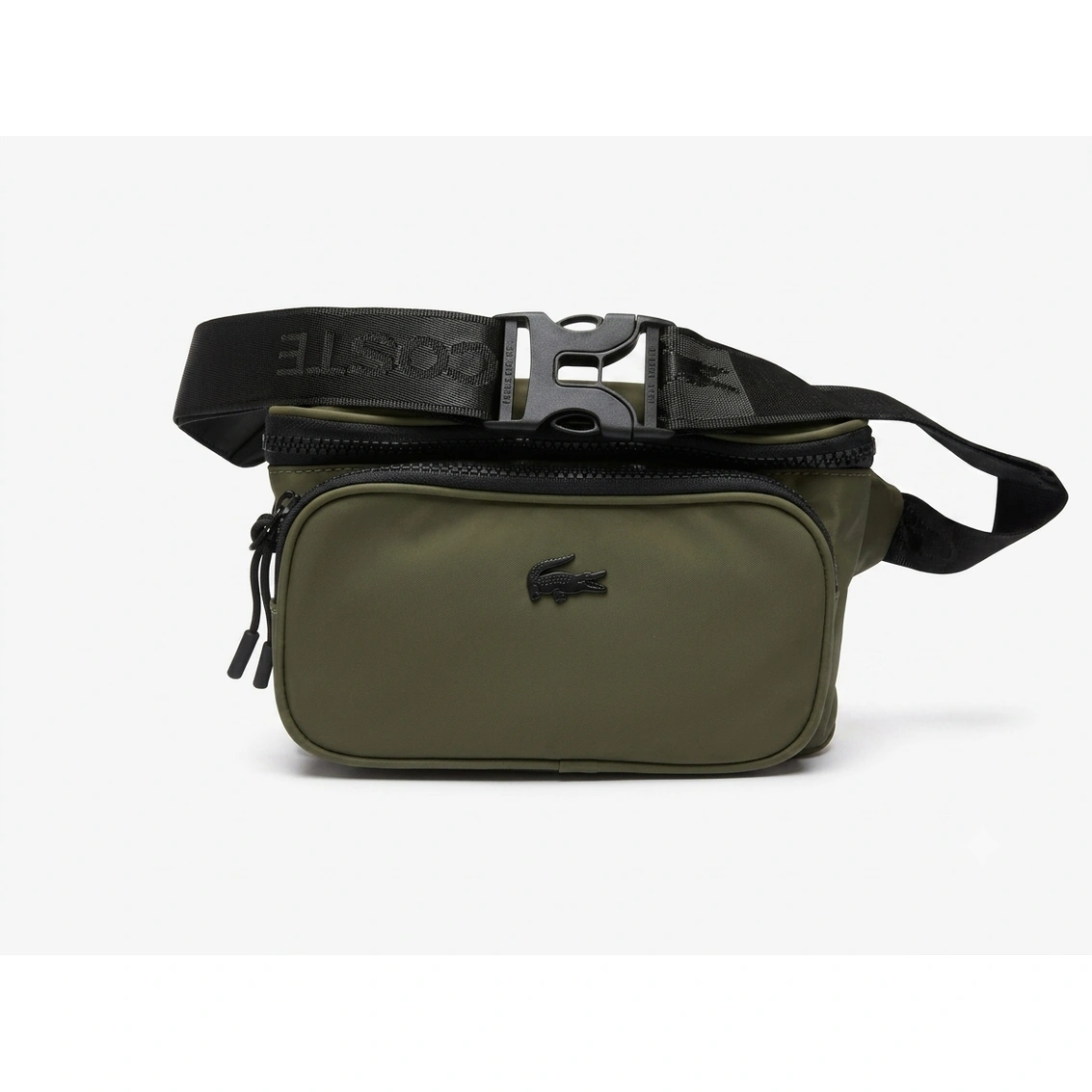 Lacoste Men's Olive-green Nylon Triple Zipper Waist Bag #0020