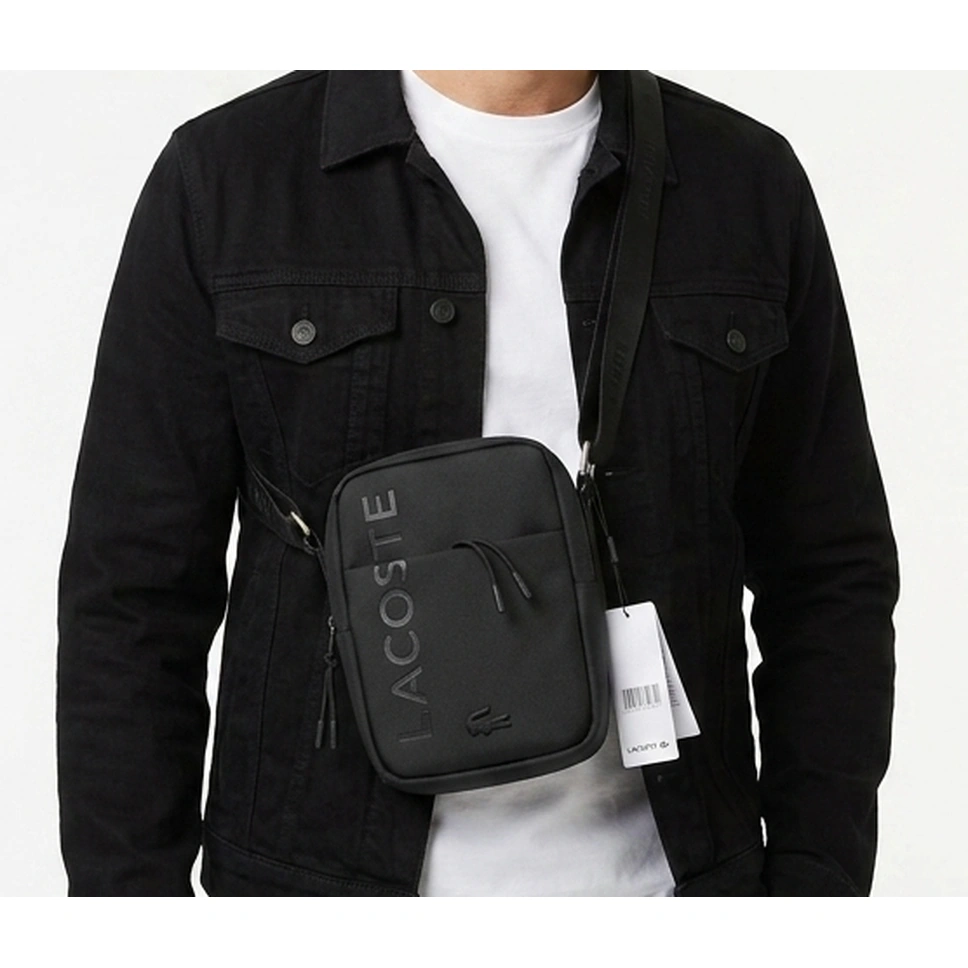 Lacoste Men's Vertical Black Crossbody Bag #0024