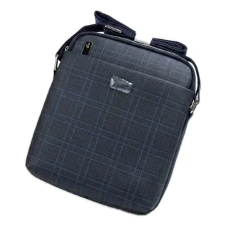 Lacoste Men's Vertical Crossbody Messenger Bag – Navy Blue Windowpane Check#0016