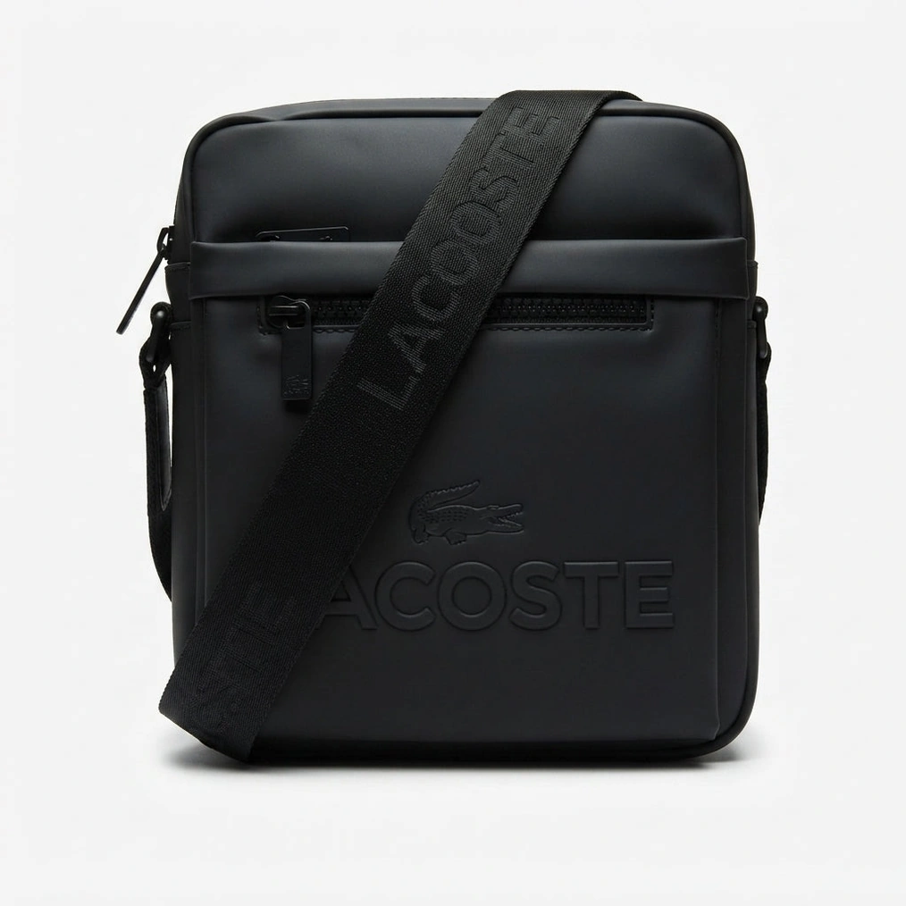 Lacoste Men's Vertical Crossover Bag with Branded Strap - Black #0014