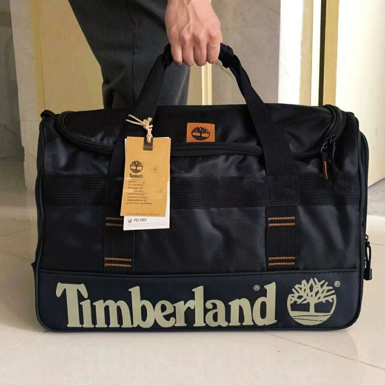 Timberland Men’s Duffel Bag – Dark Sapphire Black Travel & Gym Bag with Premium Design#0001