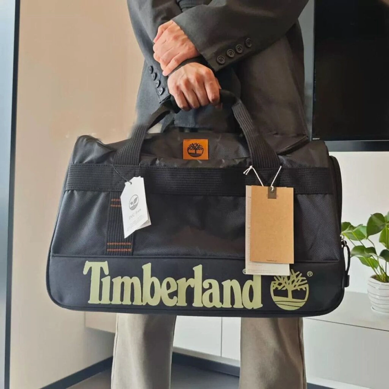 Timberland Men’s Duffel Bag – Dark Sapphire Black Travel & Gym Bag with Premium Design#0001