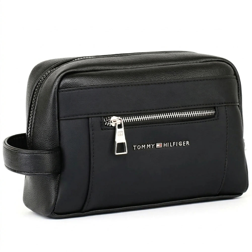Tommy Hilfiger Black Leather Handbag For Men #0009
