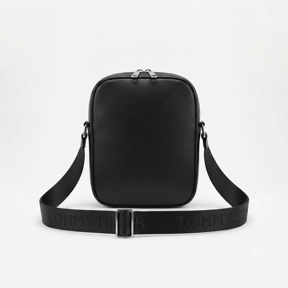 Tommy Hilfiger Men's Black Crossbody Bag with Adjustable Shoulder Strap #0064