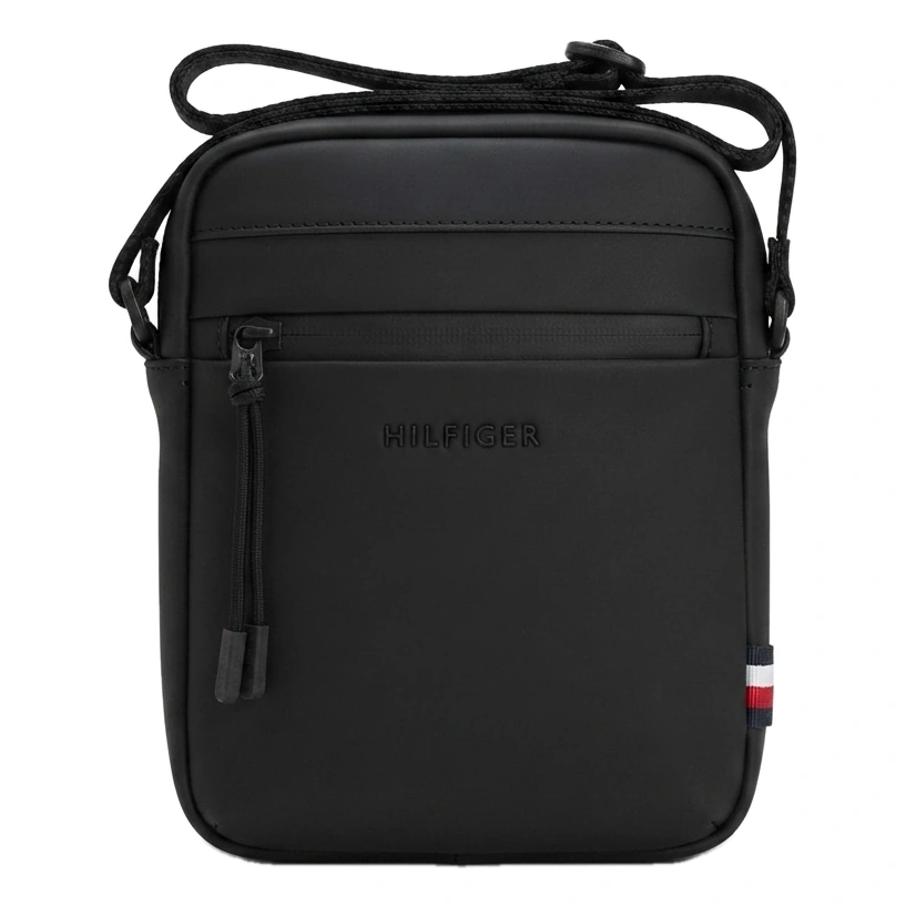 Tommy Hilfiger Men's Black Crossbody Bag with Magnetic Back Pocket #0081
