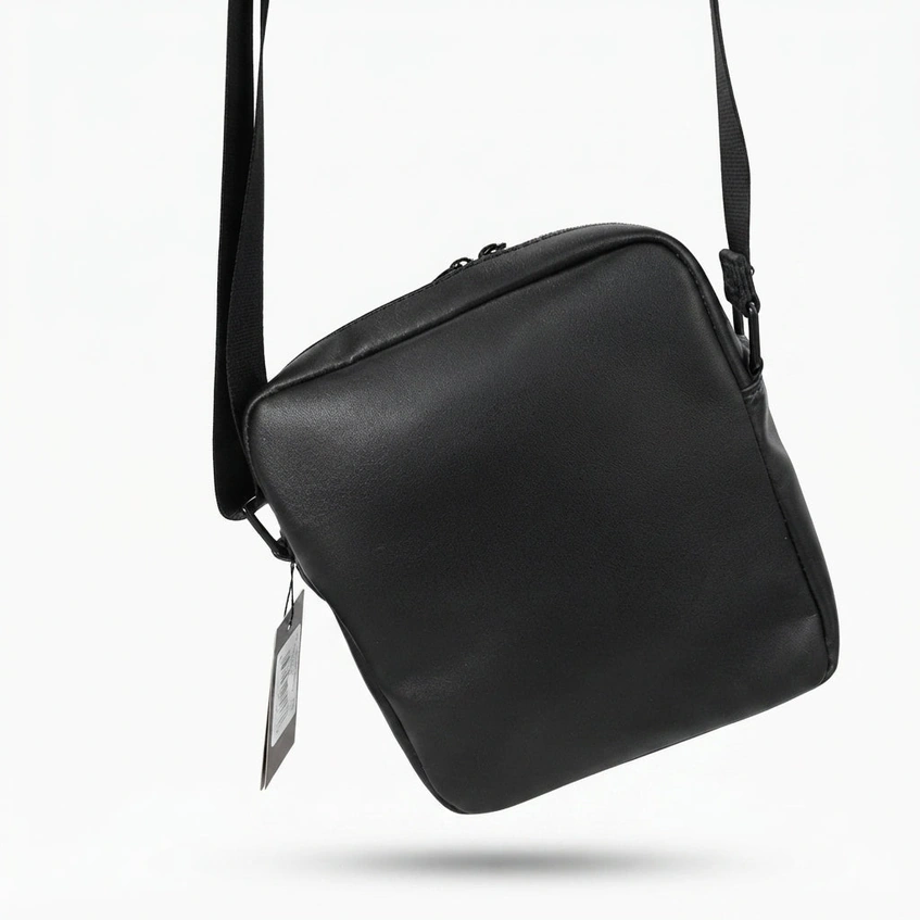 Tommy Hilfiger Men's Black Crossover Messenger Bag with Branded Webbing Strap #0063