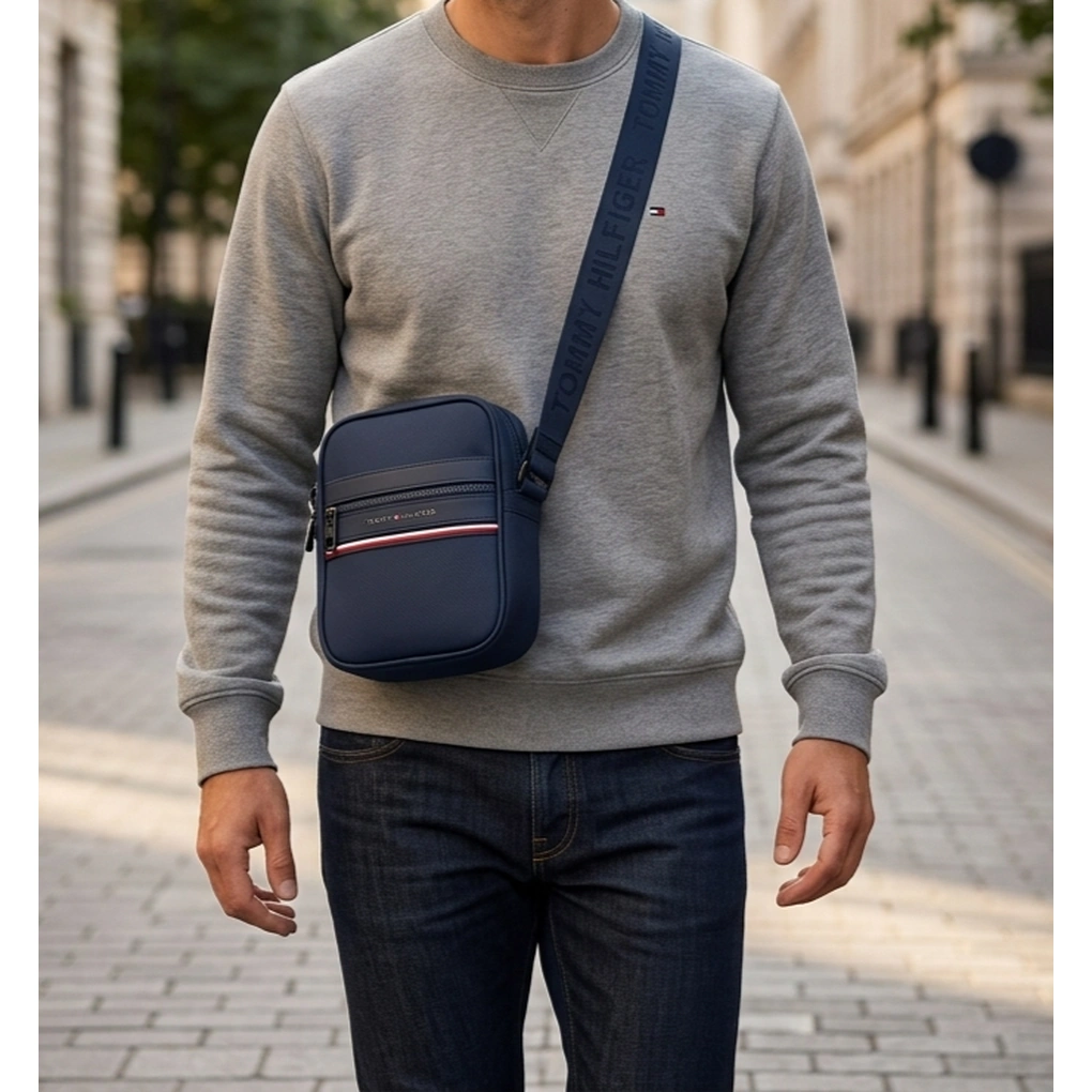 Tommy Hilfiger Men's Casual Crossover Crossbody Bag - Navy Blue #0068
