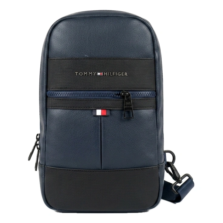 Tommy Hilfiger Men's Faux-Leather Crossbody Sling Bag - Navy #0065