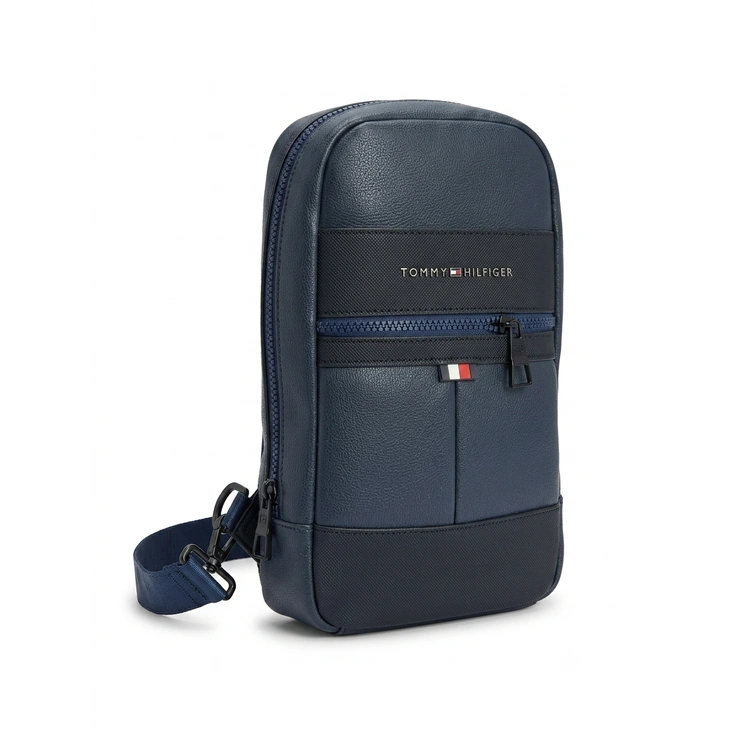 Tommy Hilfiger Men's Faux-Leather Crossbody Sling Bag - Navy #0065