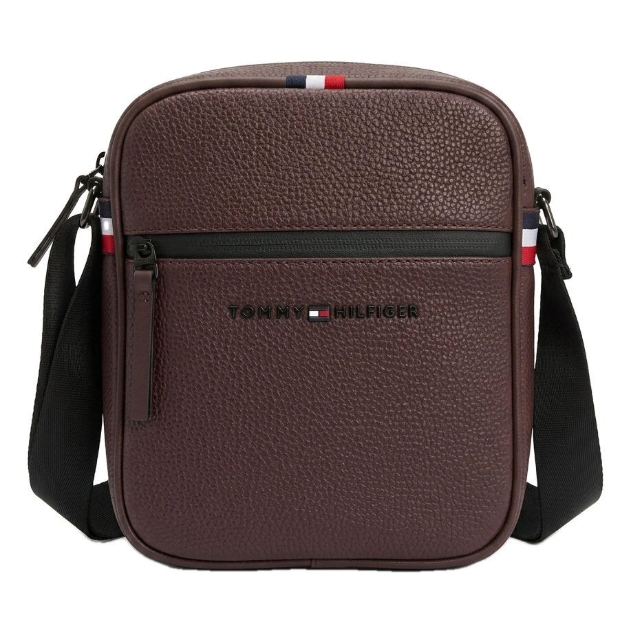 Tommy Hilfiger Men's Grained Leather Crossbody Bag - Brown #0074