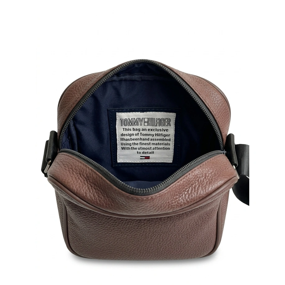 Tommy Hilfiger Men's Grained Leather Crossbody Bag - Brown #0074