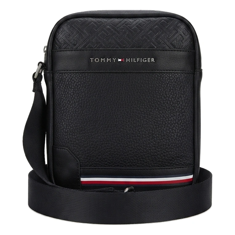 Tommy Hilfiger Men’s Black Leather Crossbody Bag AM0AM11308 – Elegant Everyday Hands-Free Bag#0042