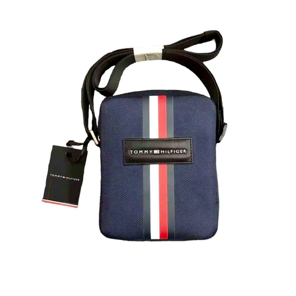 Tommy Hilfiger Navy Blue Men’s Stripe Messenger Bag #0027