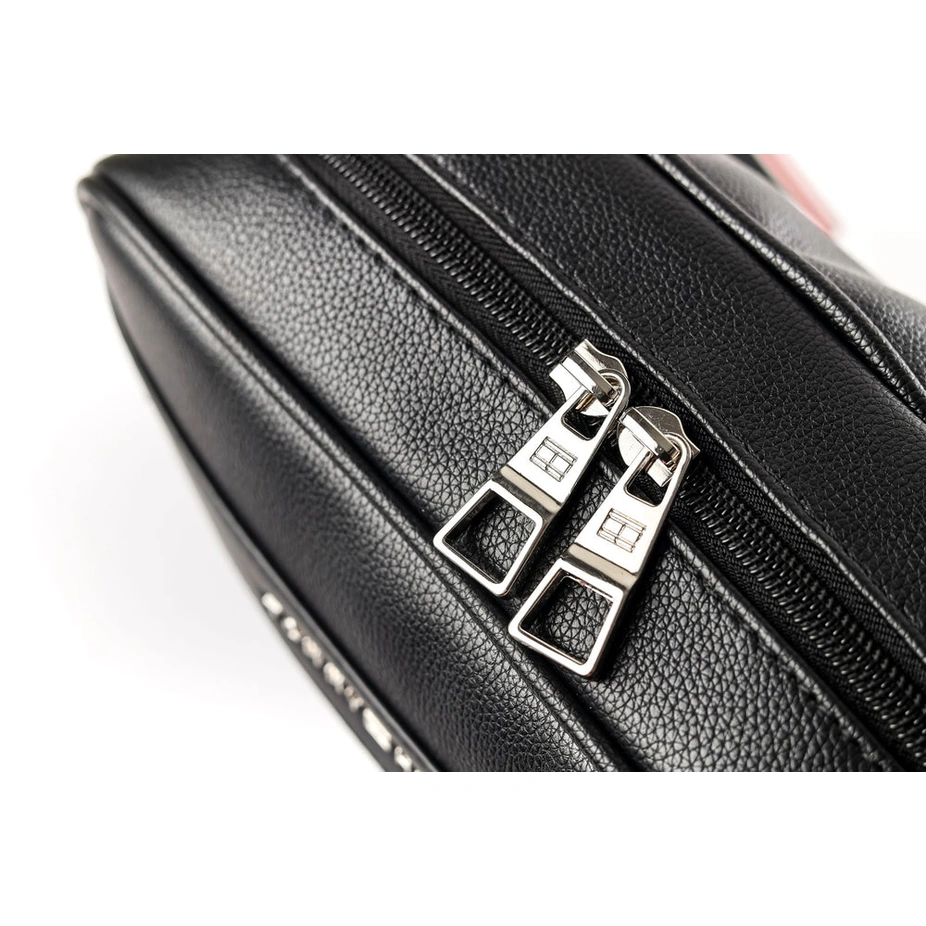 Tommy Hilfiger Polished Black Men’s Pouch With Corner Stripe #0015