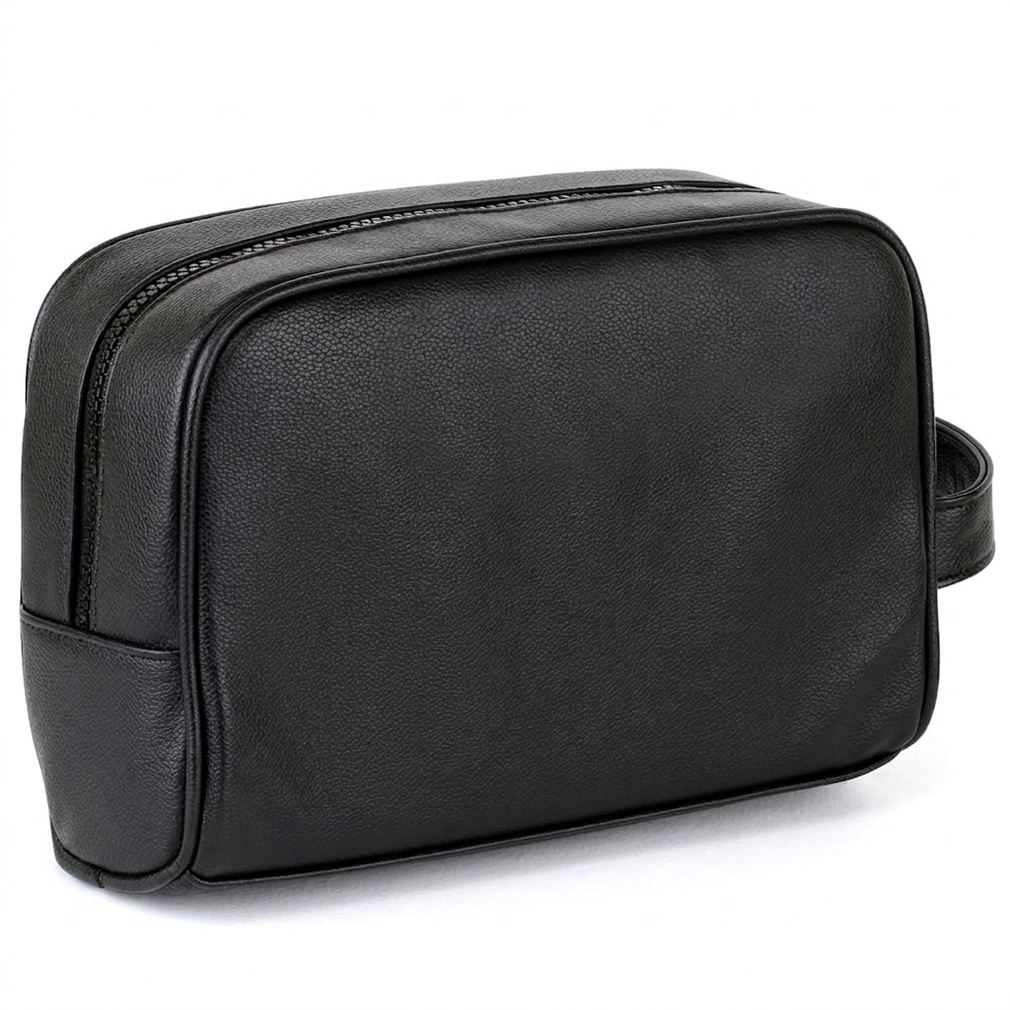 Tommy Hilfiger Polished Black Men’s Pouch With Embossed Flag Detail #0017