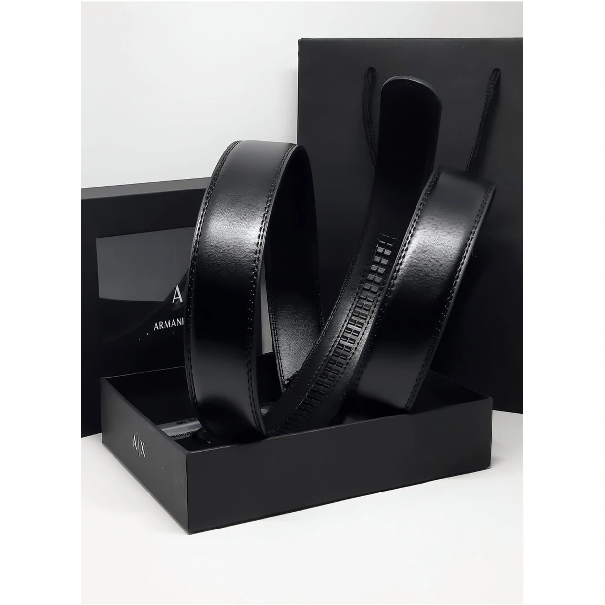 AX Black Leather Belt For Men #01