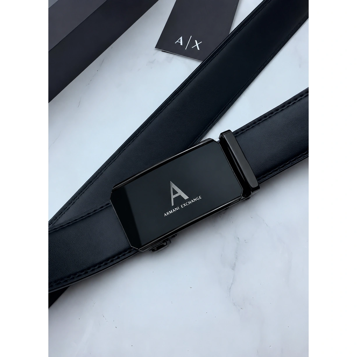 AX Black Leather Belt For Men #01