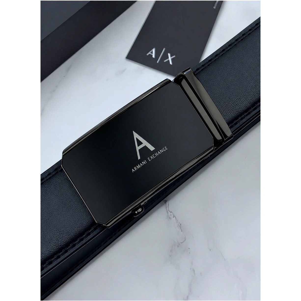 AX Black Leather Belt For Men #01