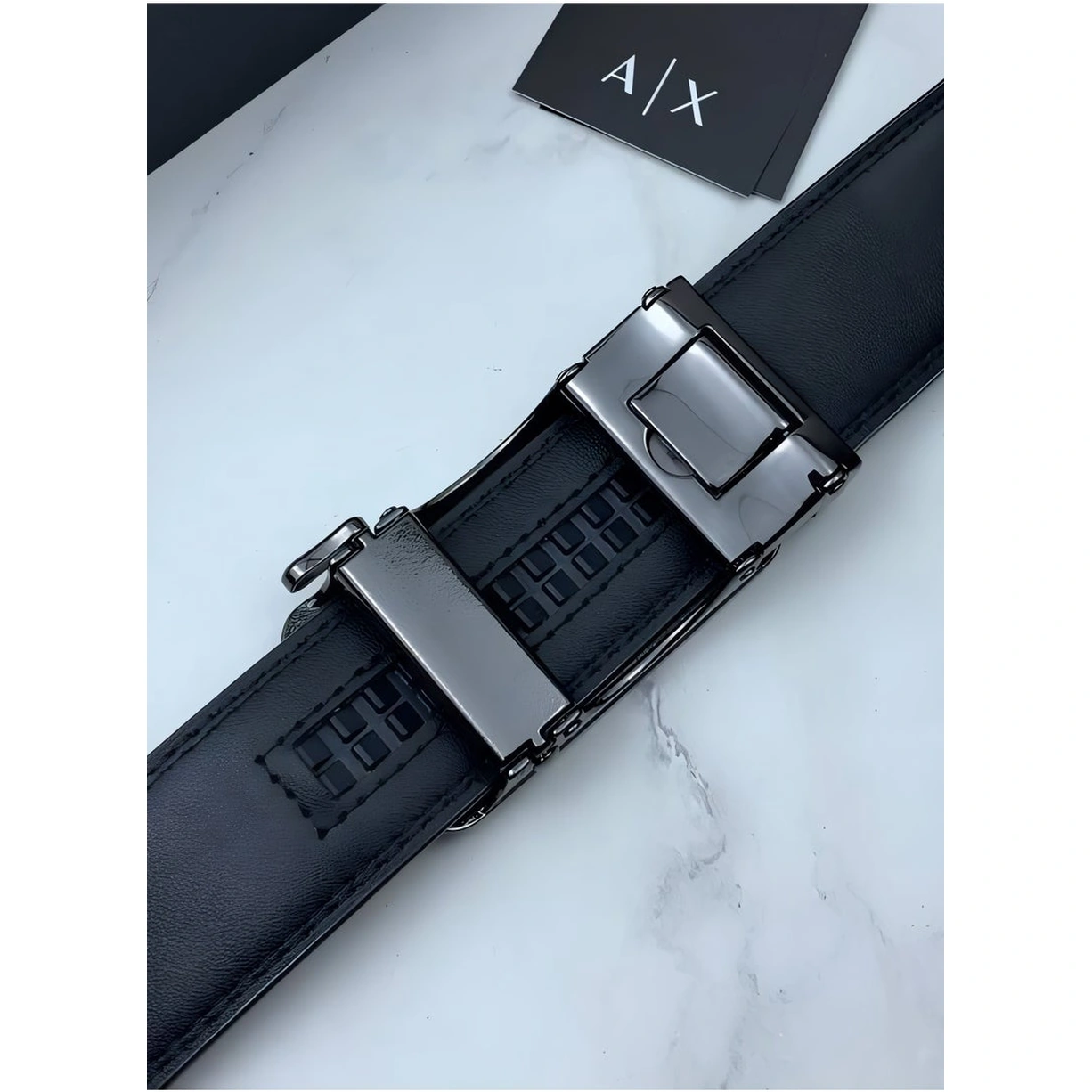 AX Black Leather Belt For Men #01