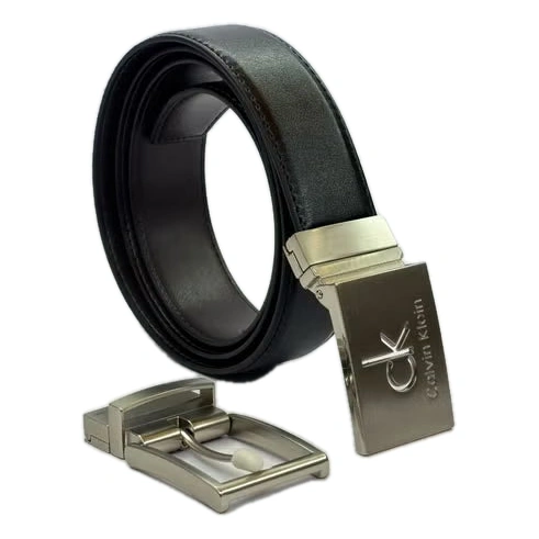 Calvin Klein Men's Belt Set – Premium Leather Belt with Two Interchangeable Buckles#S-017