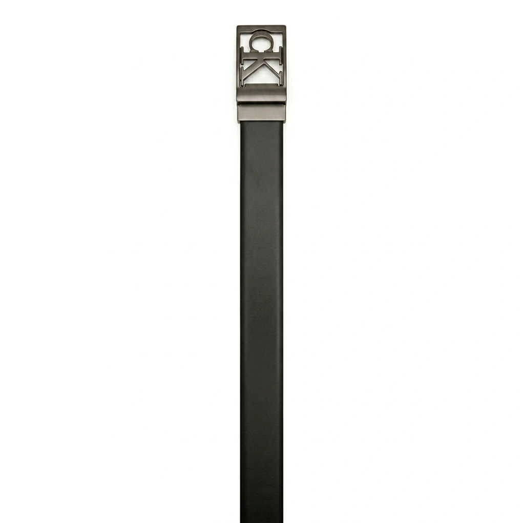 Calvin Klein Men's Reversible Belt – Black & Dark Brown Leather with Iconic CK Gunmetal Buckle#23