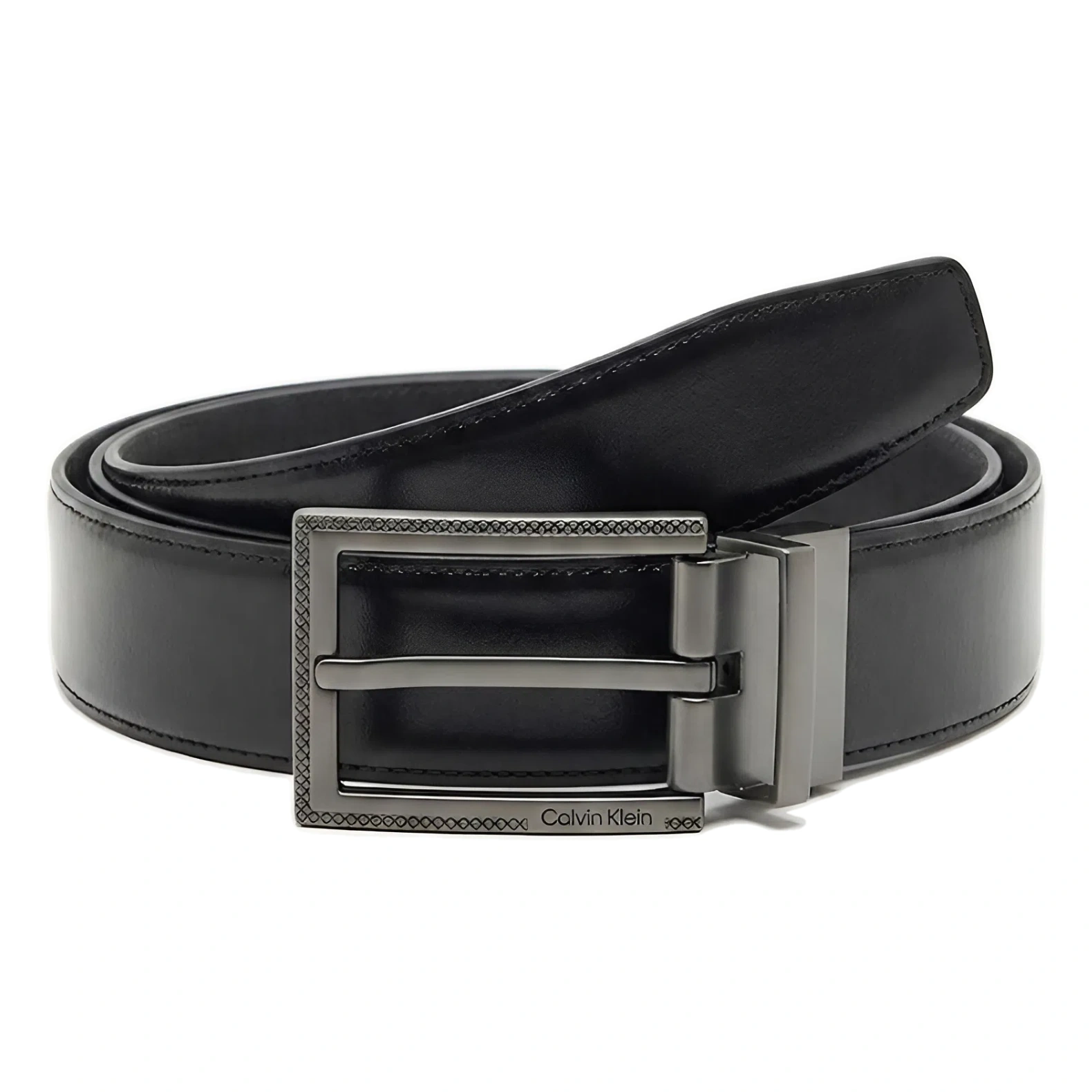 Calvin Klein Men's Reversible Belt – Black & Dark Brown Leather with Premium Metal Buckle#020