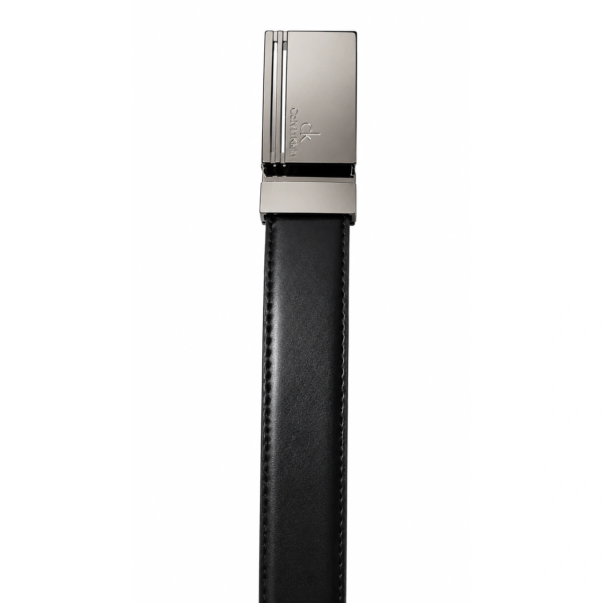 Calvin Klein Men's Reversible Leather Belt – Black & Dark Brown with Silver Rectangular Buckle#28