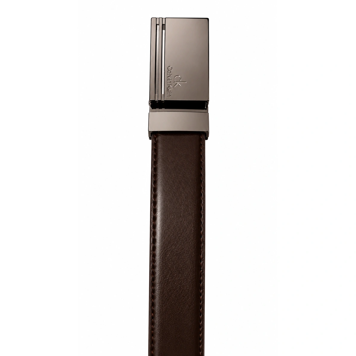Calvin Klein Men's Reversible Leather Belt – Black & Dark Brown with Silver Rectangular Buckle#28