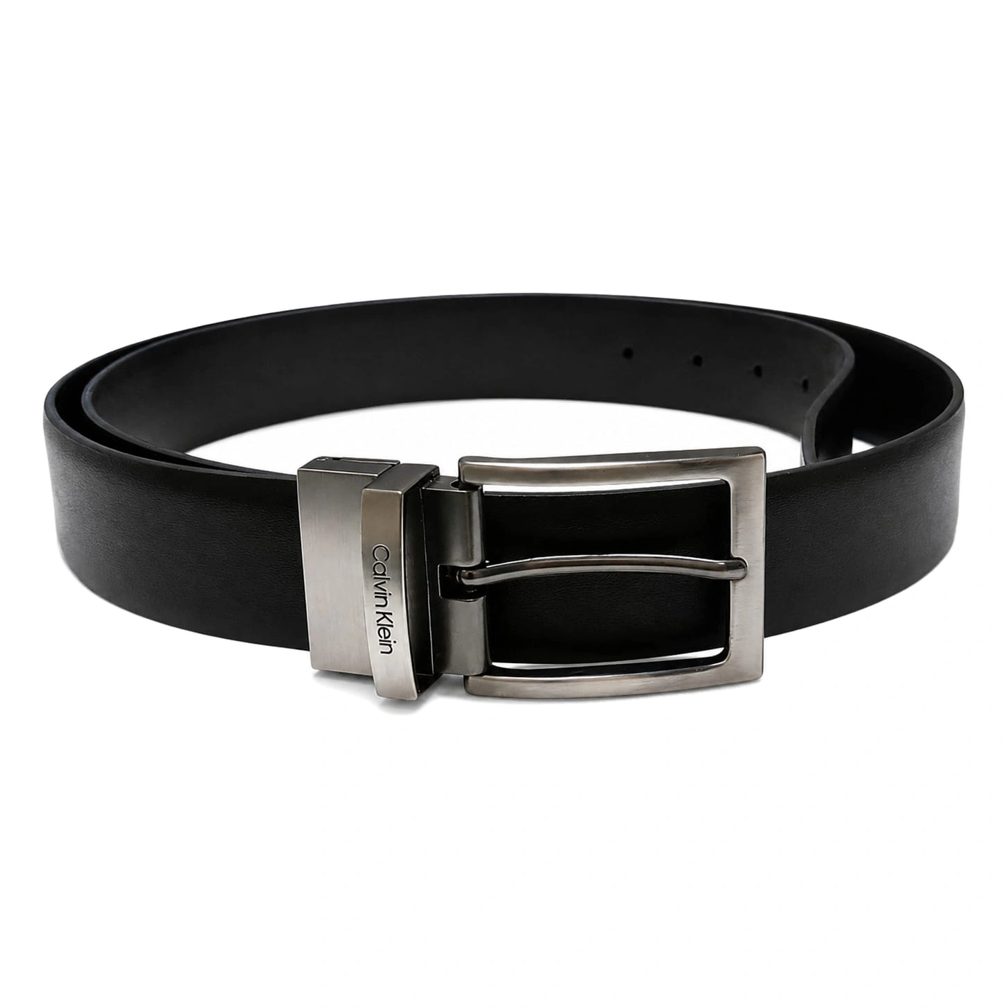 Calvin Klein Men's Reversible Leather Belt – Black & Dark Brown with Silver-Tone Buckle#27