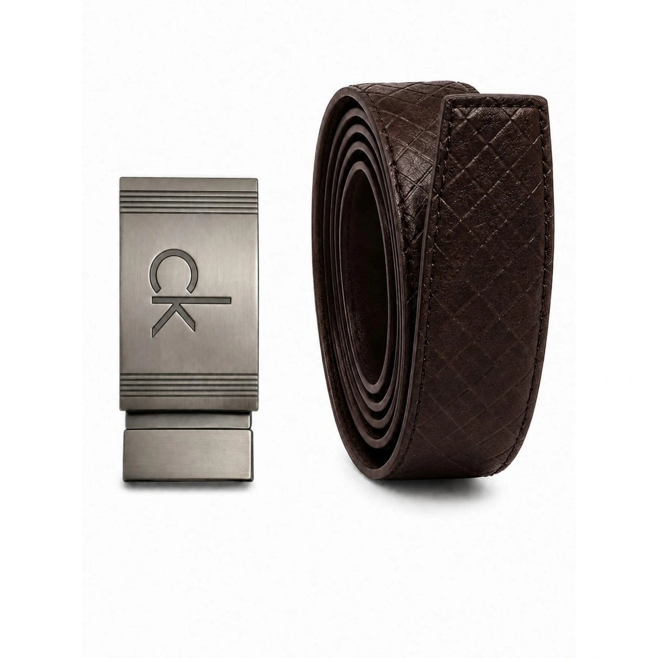 Calvin Klein Men’s 3-Piece Leather Belt Set Interchangeable Buckle with Black & Brown Straps #S-15